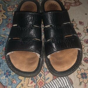 Ugg Black Leather Slide Sandal